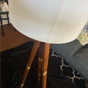 Elegant White and Brown Tripod Floor Lamp